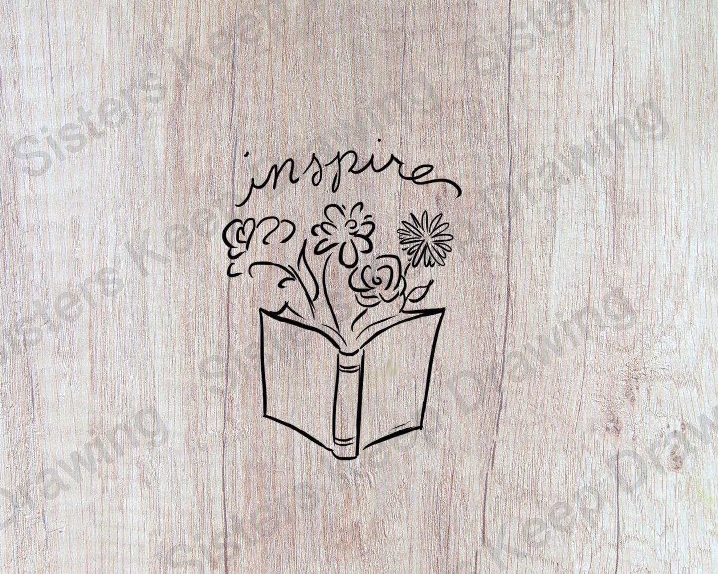Inspire - Book with Flowers - Teacher Inspired -Tattoo Transparent Permission PNG