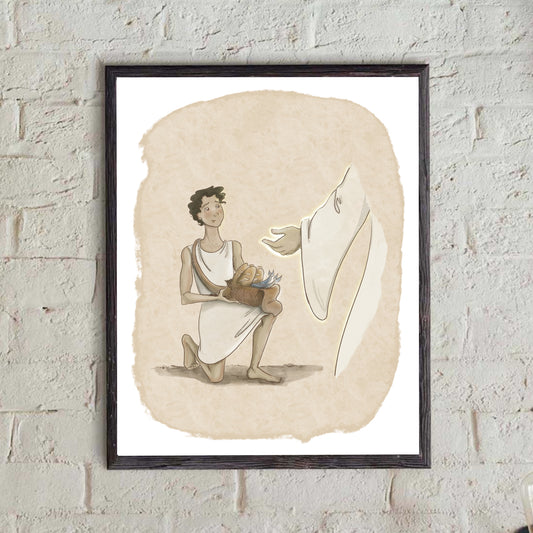 Boy with Loaves and Fish - Jesus Miracles and Ministry - Begin with the Bible - Bible Print