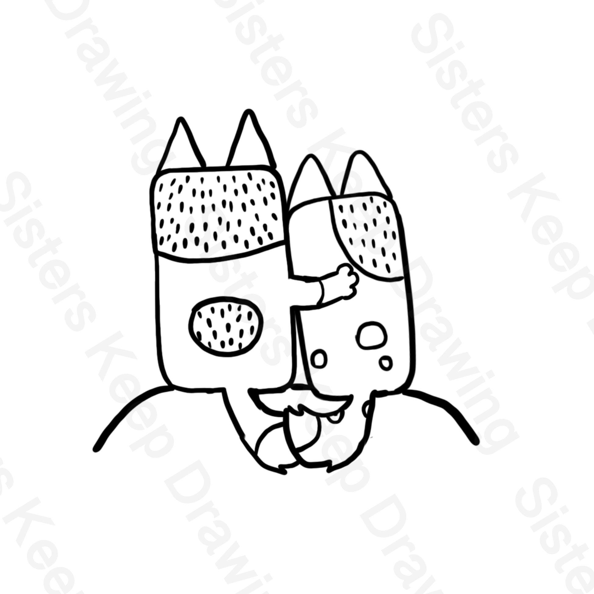 Bandit and Chilli Bluey Inspired Tattoo Transparent Permission PNG