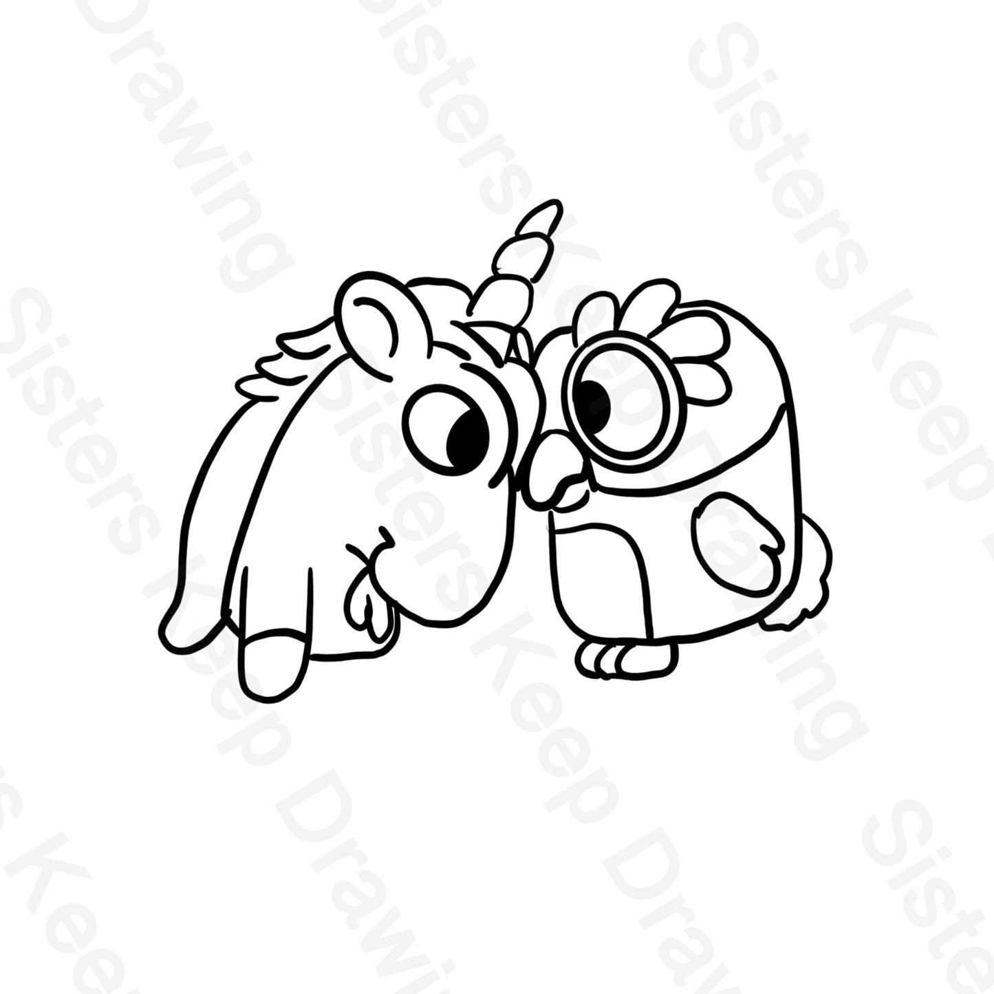 Unicorse and Chattermax - Bluey Inspired - Tattoo Transparent Permission PNG-