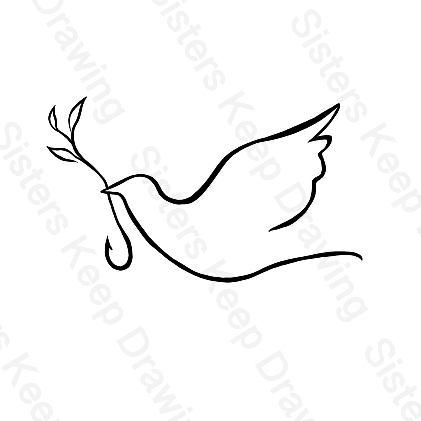 Dove with Fish Hook - Bible Themed - Chosen Inspired - Tattoo Transparent PNG- instant download digital printable artwork