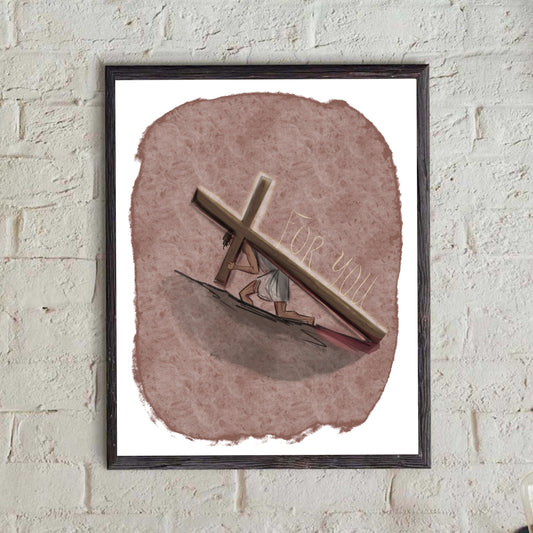 For You - Jesus with Cross- Begin with the Bible - Bible Print