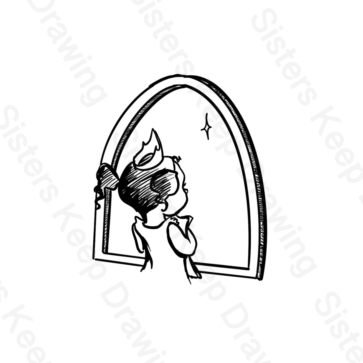 Frog Princess Looking out of her Window - Tattoo Transparent Permission PNG- instant download digital printable artwork
