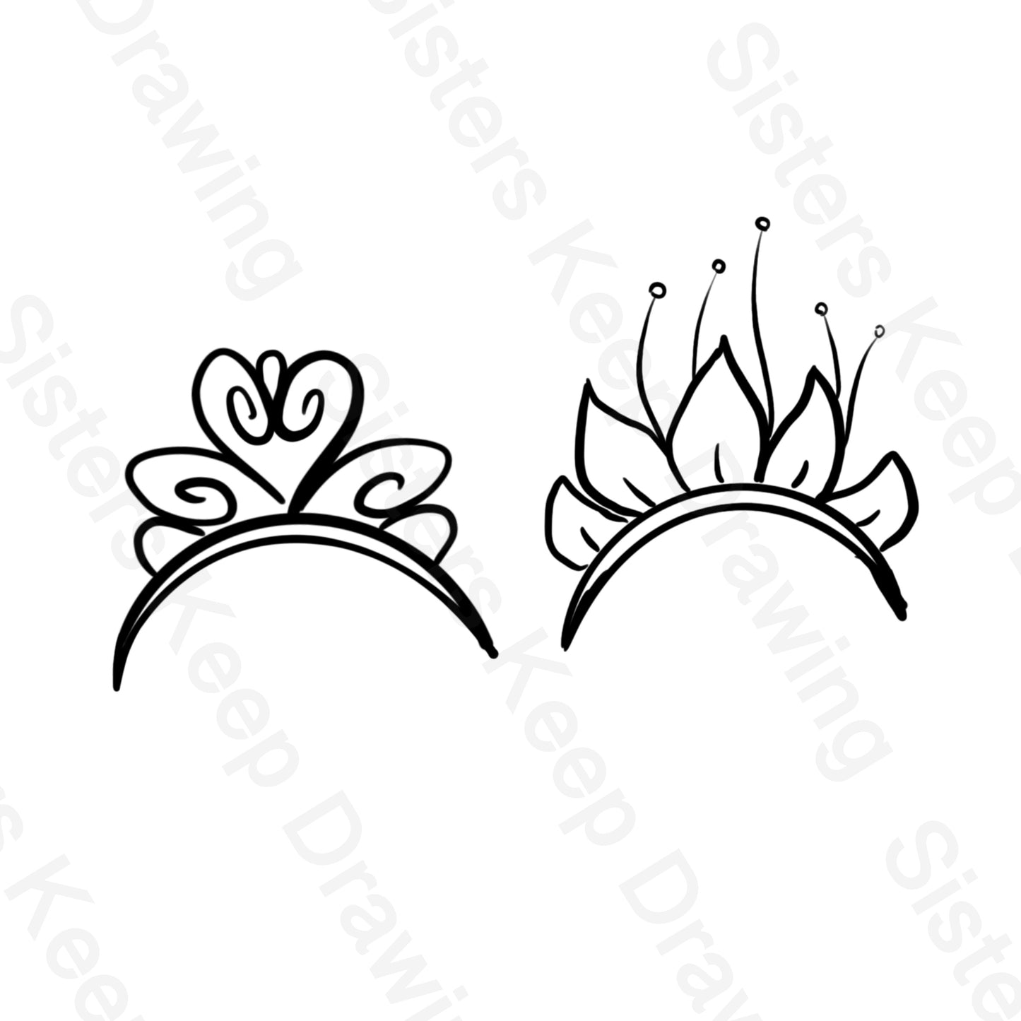 Lottie and Tiana's Crowns - Princess and the Frog - Tattoo Transparent Permission PNG- instant download digital printable artwork