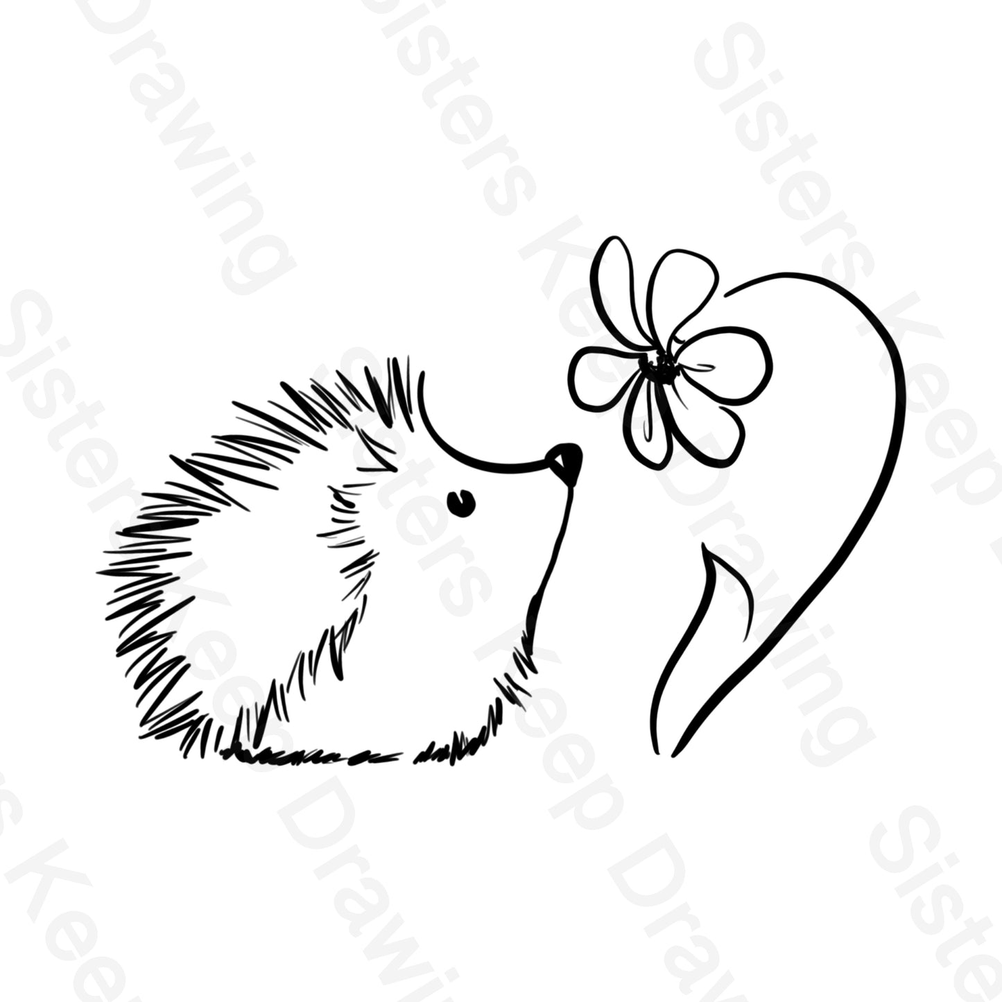 Hedgehog with Flower - Tattoo Transparent PNG