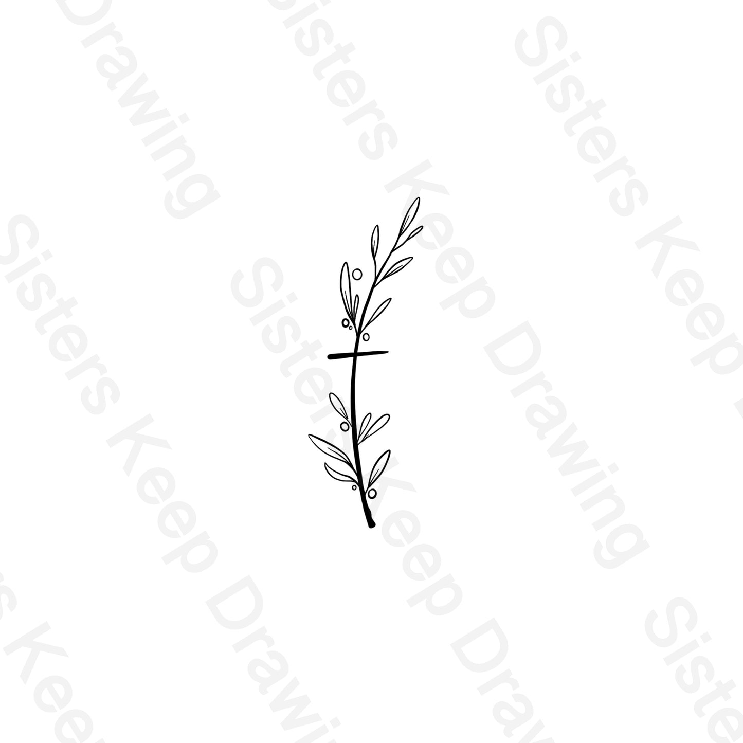Olive Branch -Cross- Tattoo Transparent PNG