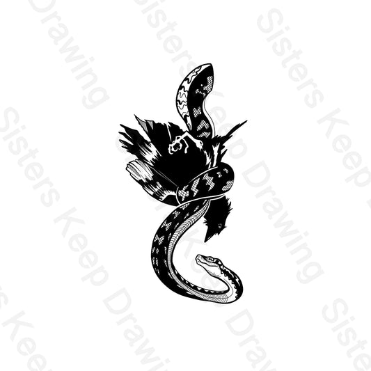 Crow and Snake - Tattoo Transparent PNG