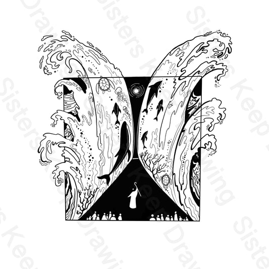 Moses parts the Red Sea- Bible Inspired - Tattoo Transparent PNG