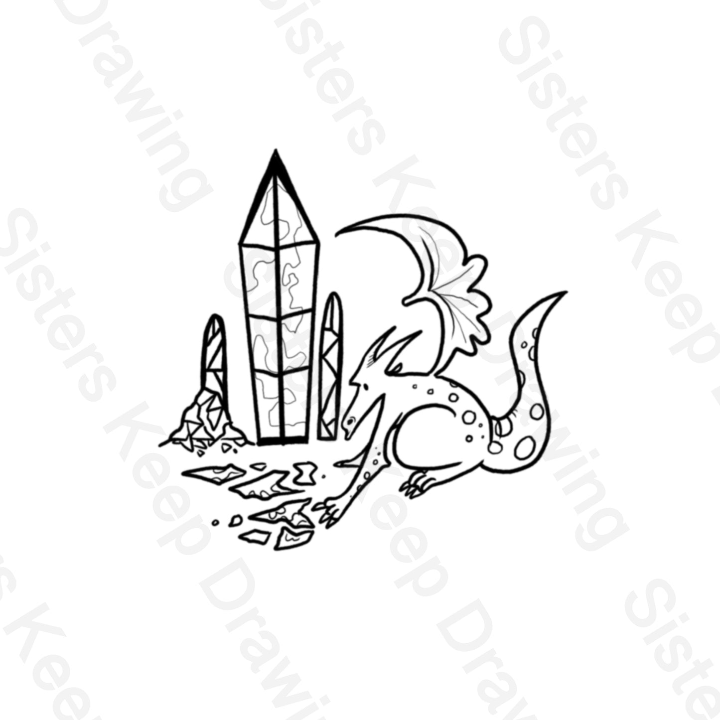 Dragon Stained Glass  - Tattoo Transparent Permission PNG- instant download digital printable artwork