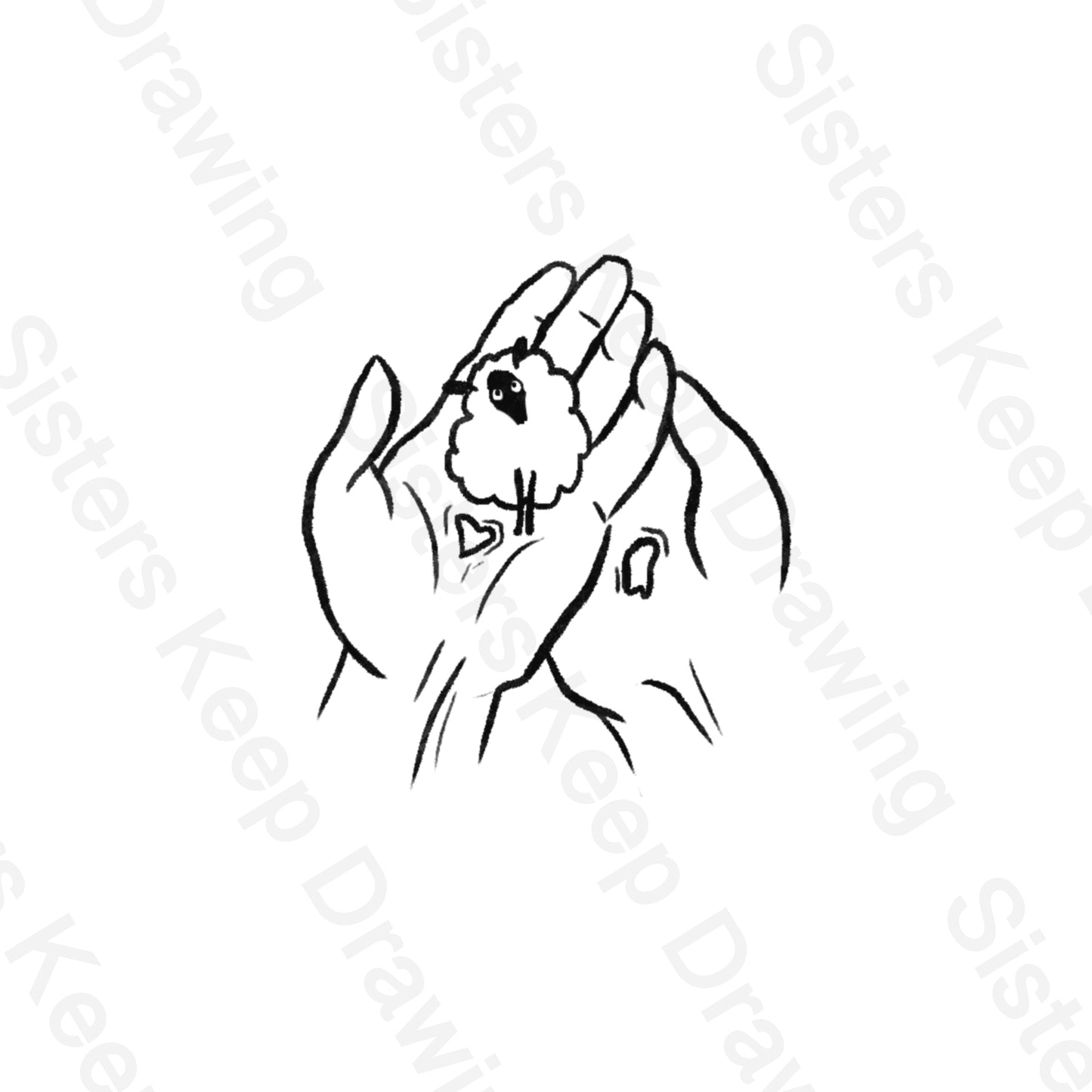 Hands holding sheep Bible Tattoo Transparent PNG- instant download digital printable artwork