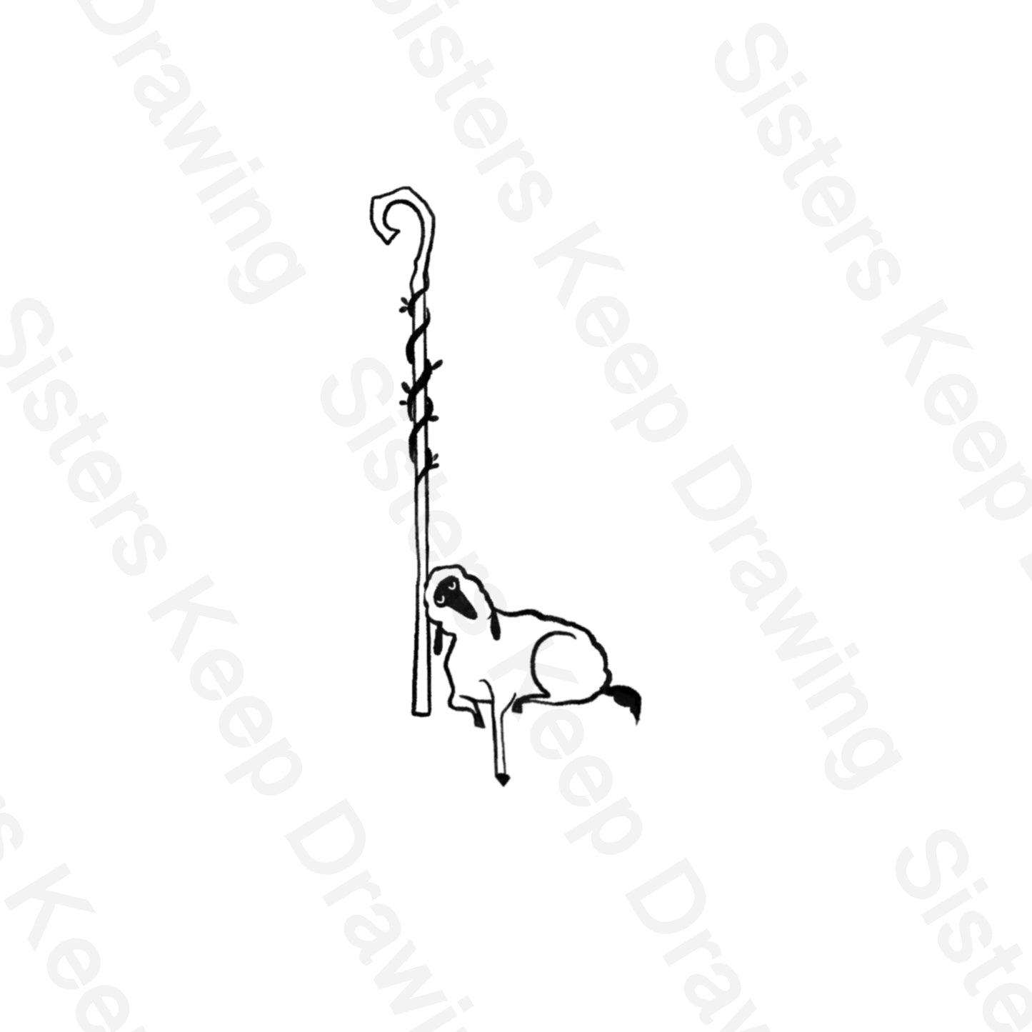 Sheep resting on shepherd-Bible Tattoo Transparent PNG- instant download digital printable artwork