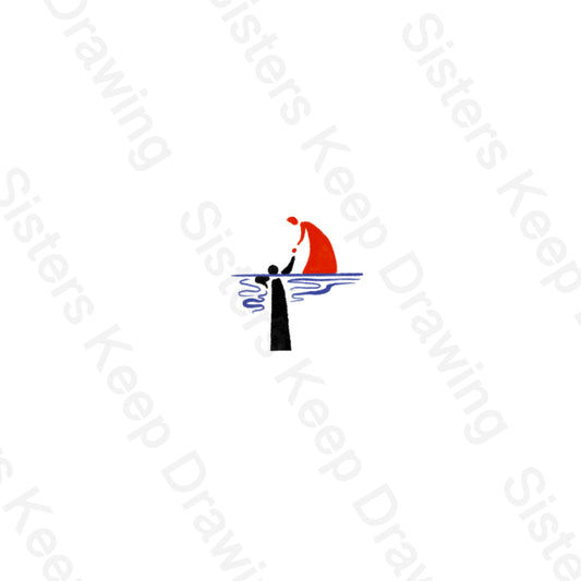 Jesus in Red Peter Sinking -Tattoo Transparent PNG- instant download digital printable artwo