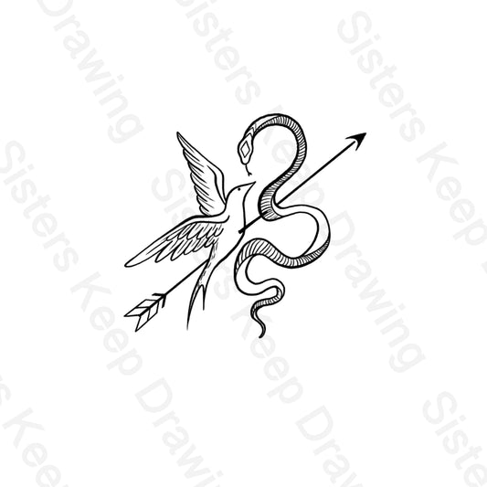 Mockingjay and Snake- Hunger Games- Tattoo Transparent png