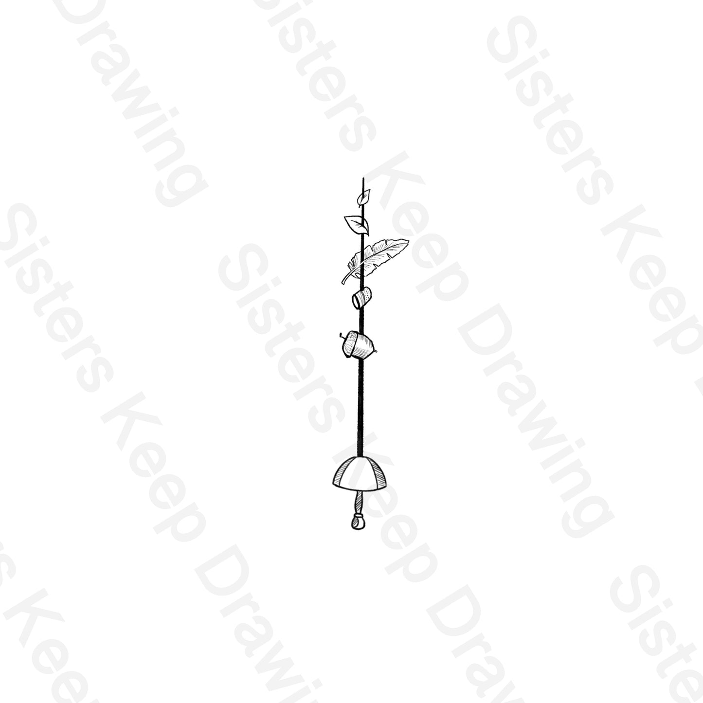 Peter Pan's sword piercing acorns and leaves - Tattoo Transparent PNG- instant download digital printable artwork