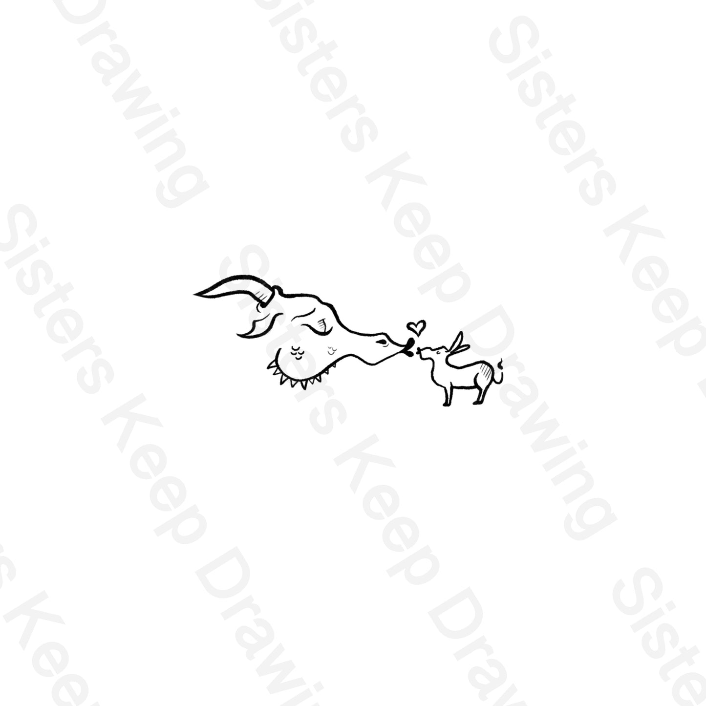 Shrek Donky and Dragon Kiss Tattoo Transparent Permission PNG- instant download digital printable artwork
