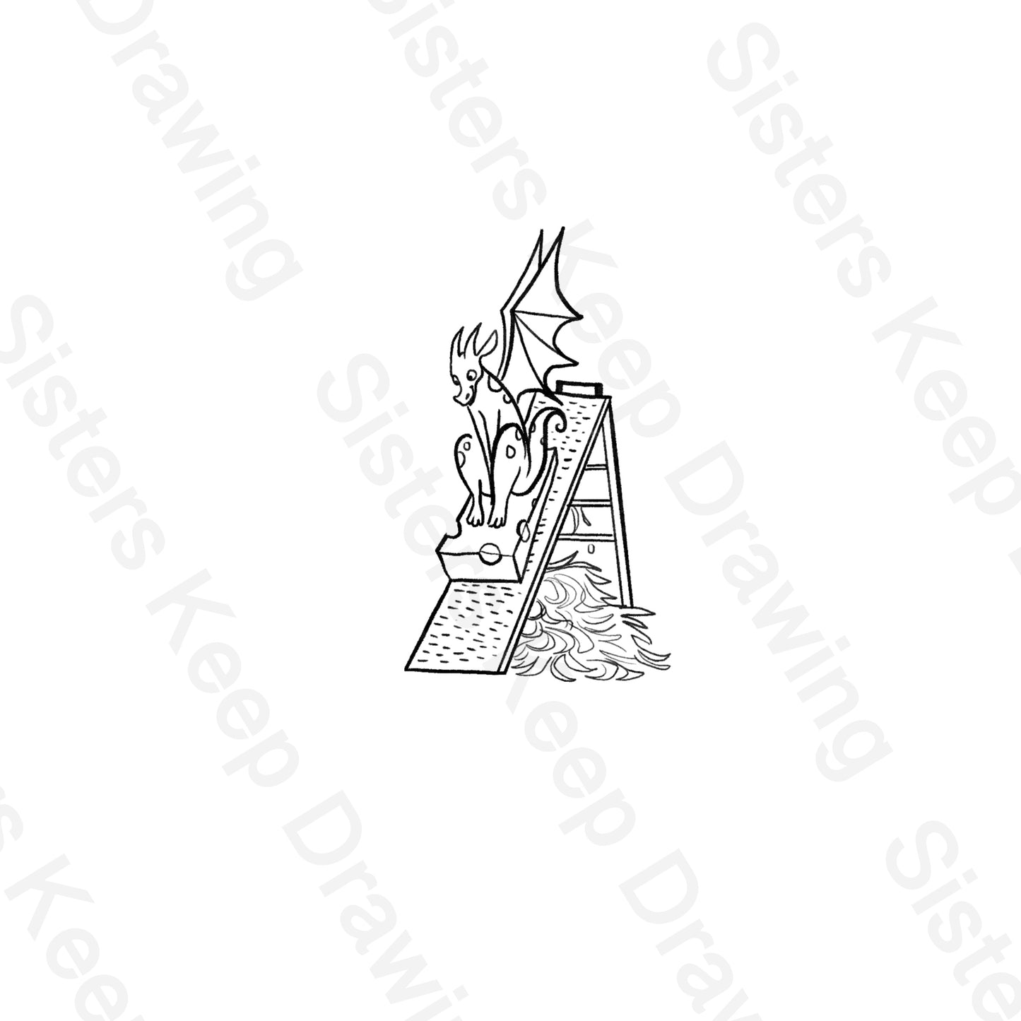 Tiny Dragon cheese grater -Tattoo Transparent Permission PNG- instant download digital printable artw