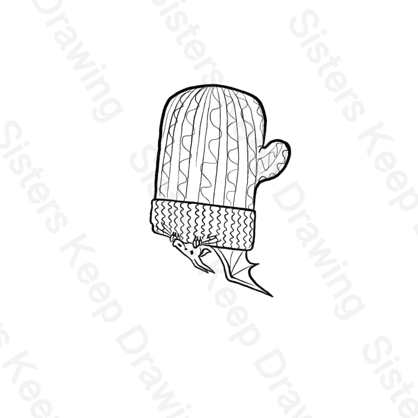 Tiny Dragon in a mitten-Tattoo Transparent Permission PNG- instant download digital printable artw