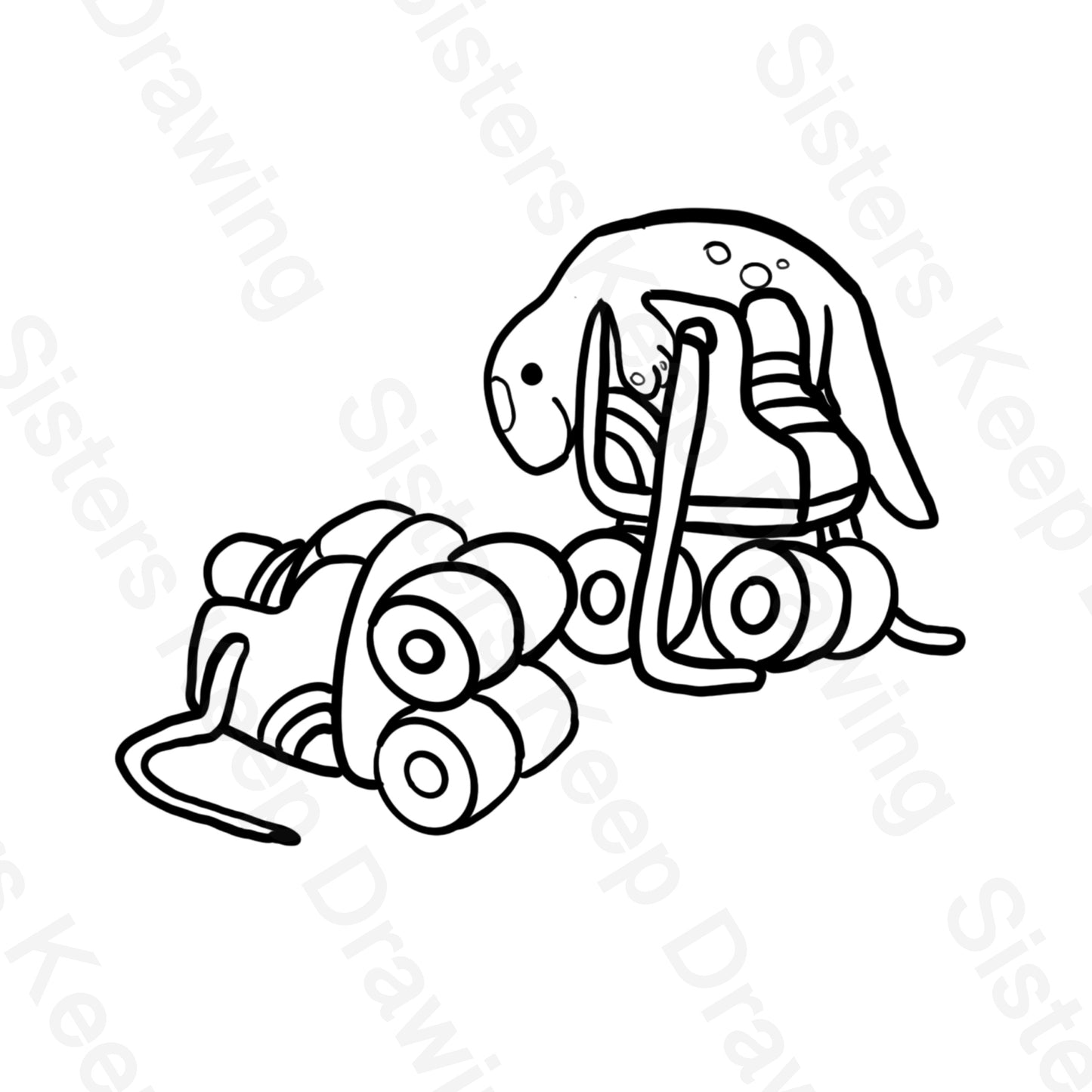 Rollerskates and Sticky gecko - Blue Inspired - Tattoo Transparent Permission PNG- (Copy) the