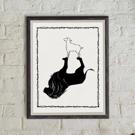 Lamb with Lion Shadow - Black and White - Bible Print