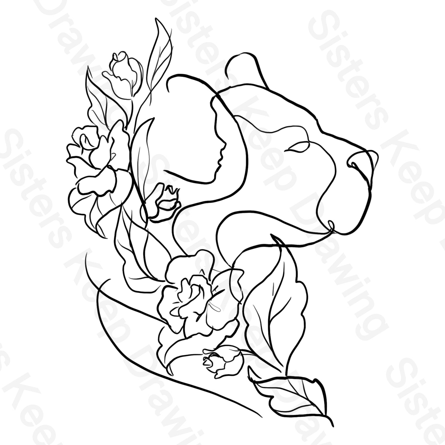 Mama Bear with Flowers - Tattoo Transparent Permission PNG