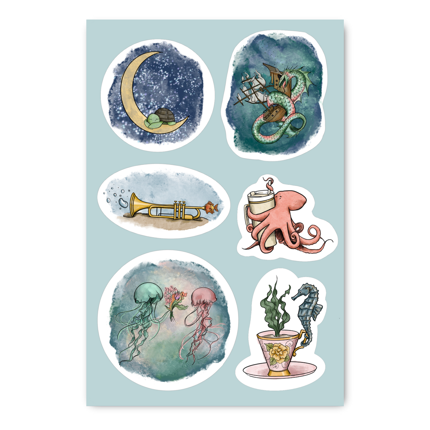 Silly Little Ocean Designs -Sticker Sheet
