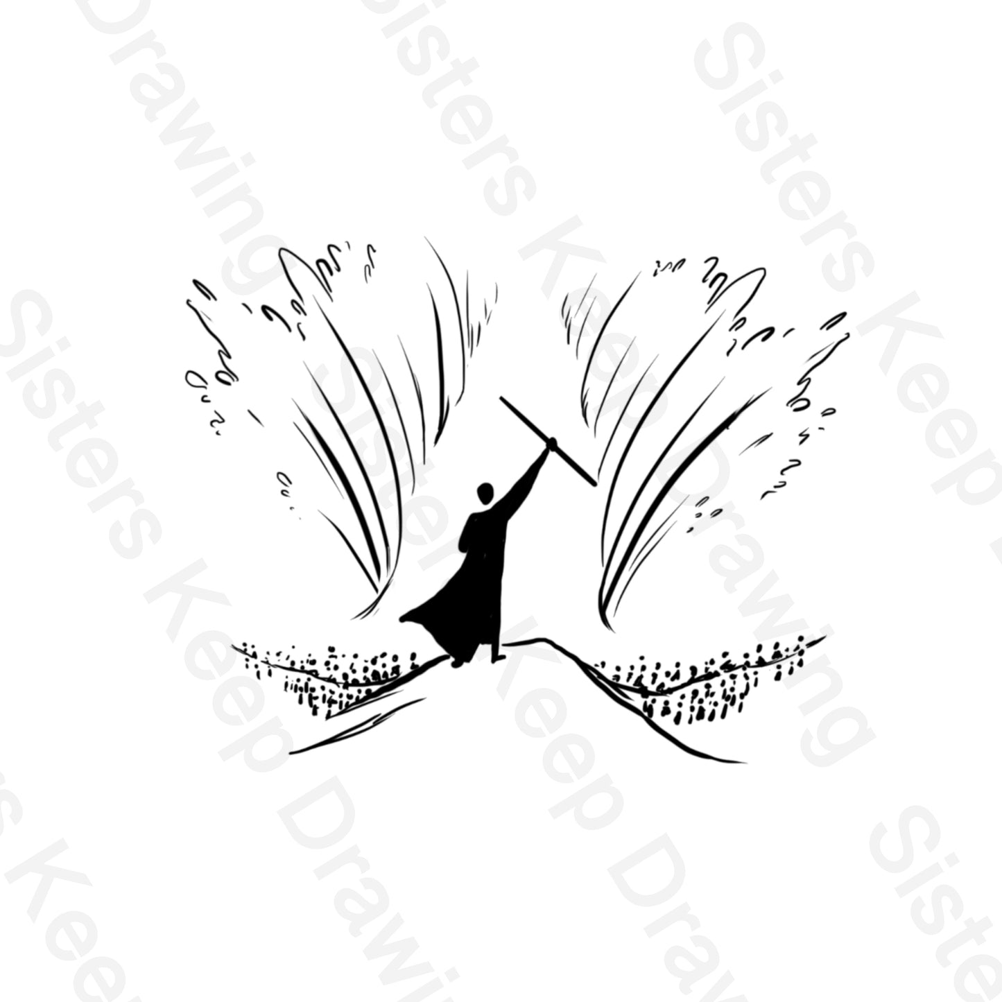 Parting the Red Sea - Bible Tattoo Transparent PNG