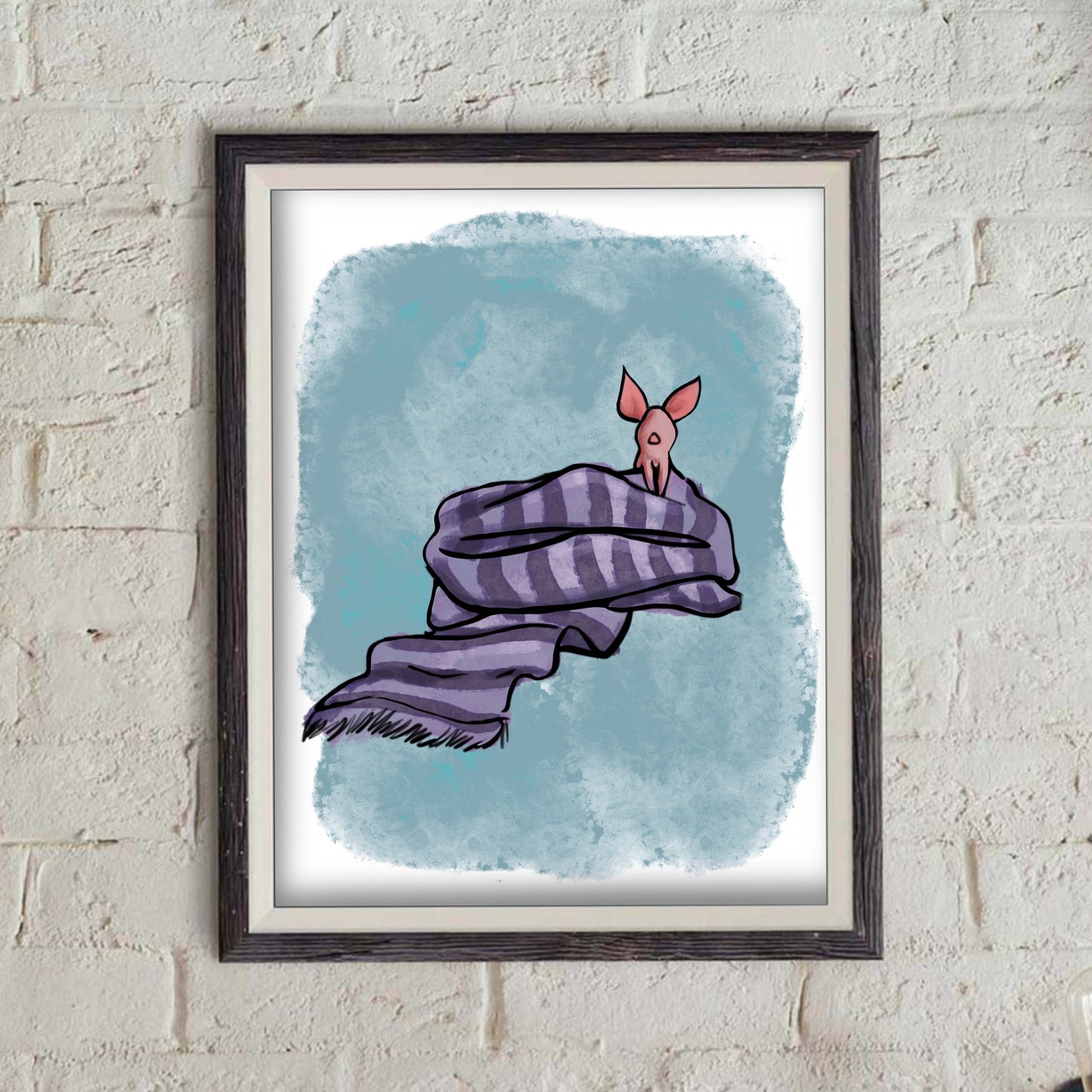 Piglet in a Giant Scarf - print