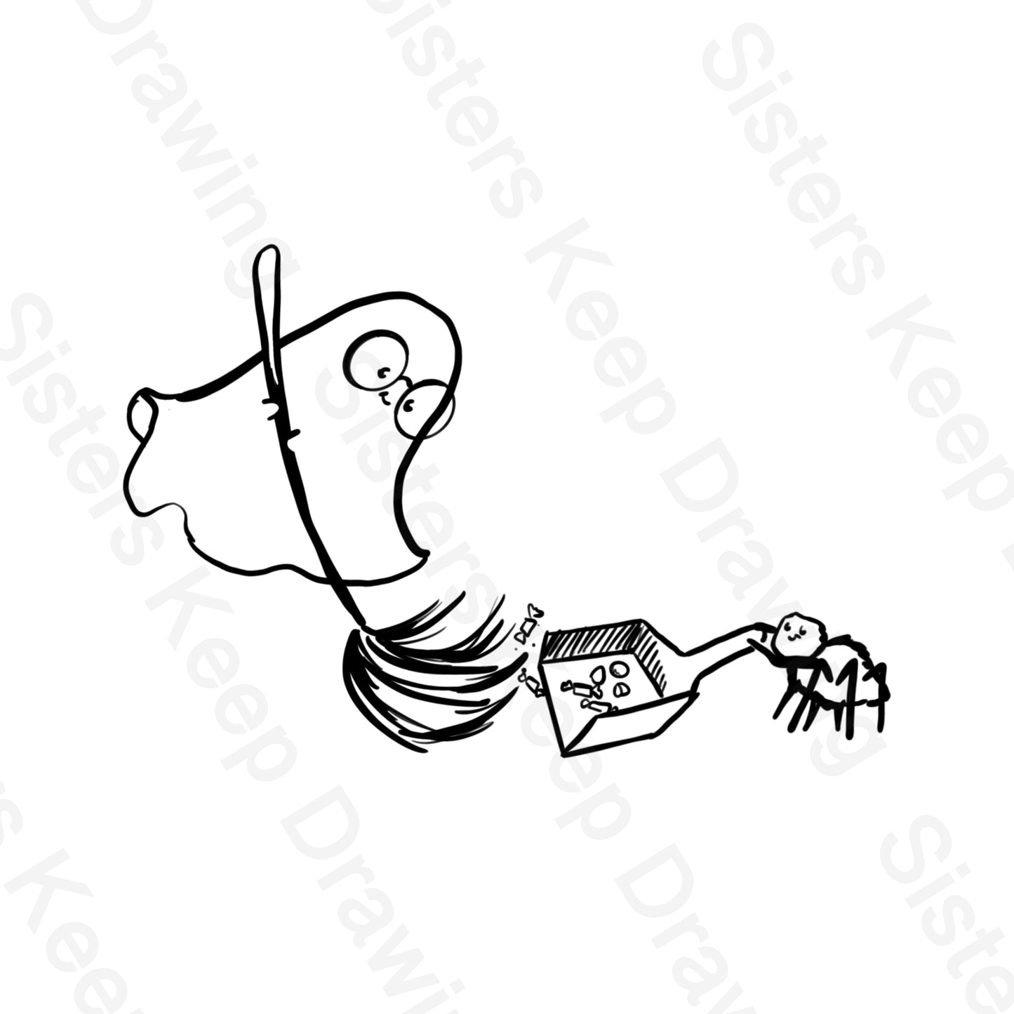 Ghost and Spider Cleaning Up Candy Transparent Tattoo Permission PNG