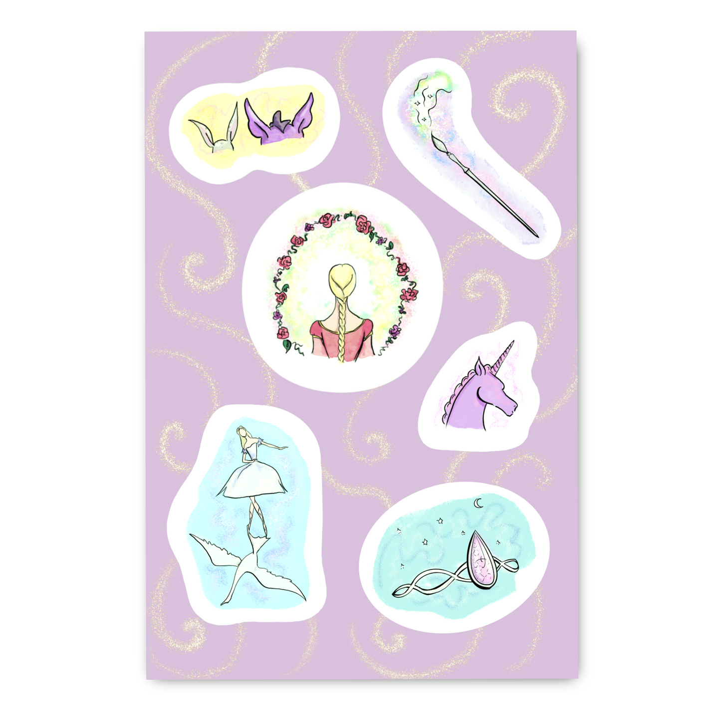 Barbie Swan Lake & Rapunzel inspired Sticker Sheet