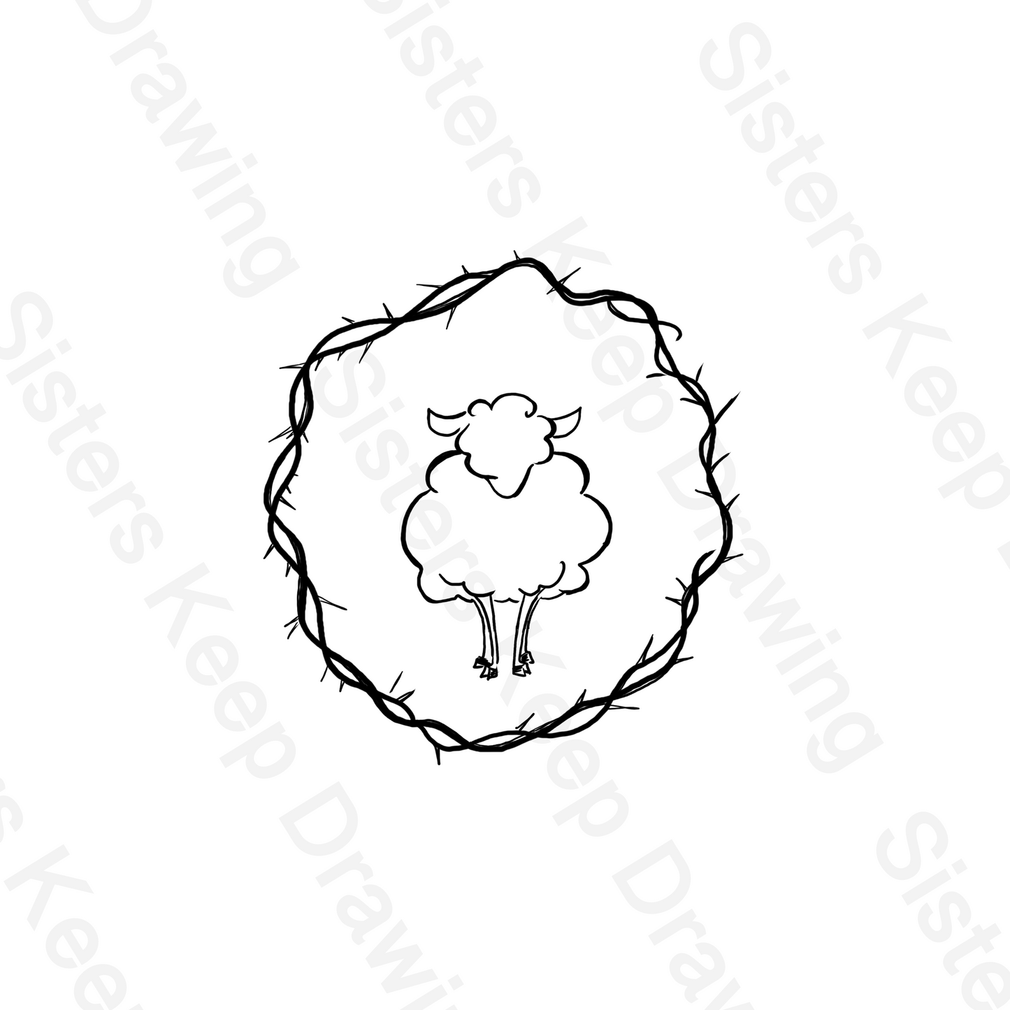 Little Lamb with Crown of Thorns - Tattoo Transparent PNG