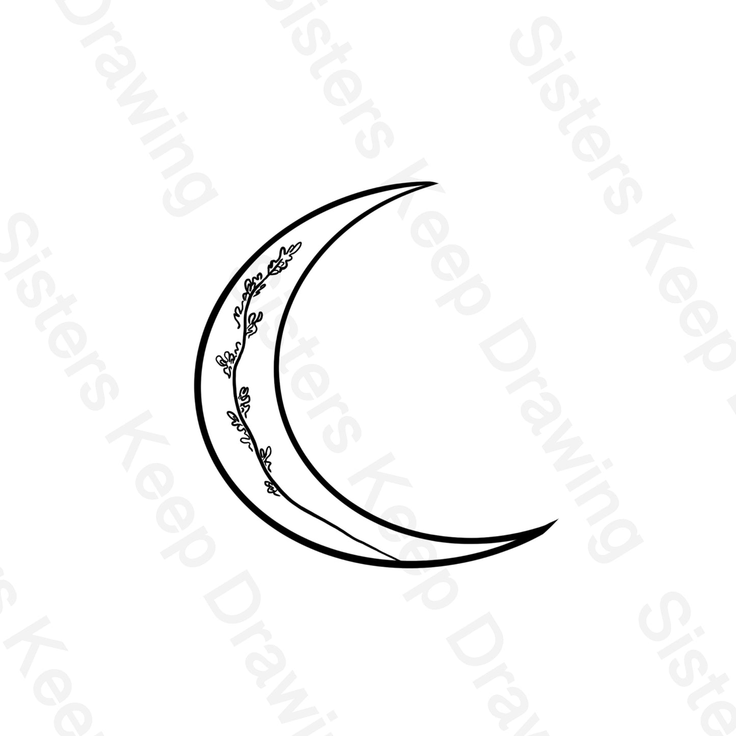 Lavender stalk inside moon - Twilight inspired Tattoo Transparent Permission PNG