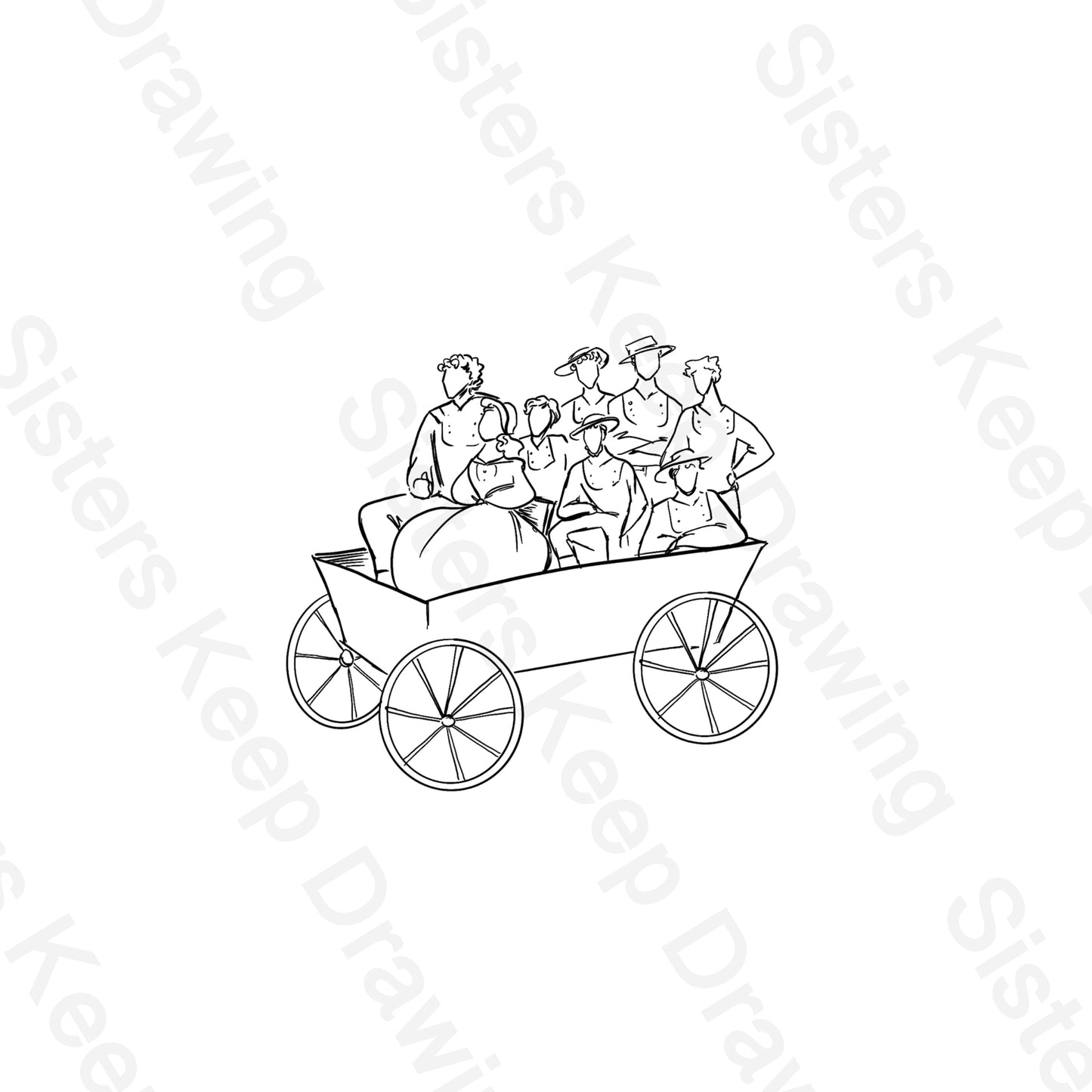 Seven Brothers in Wagon - Seven Brides for Seven Brothers Inspired Tattoo Transparent Permission PNG- instant download digital printable artwork