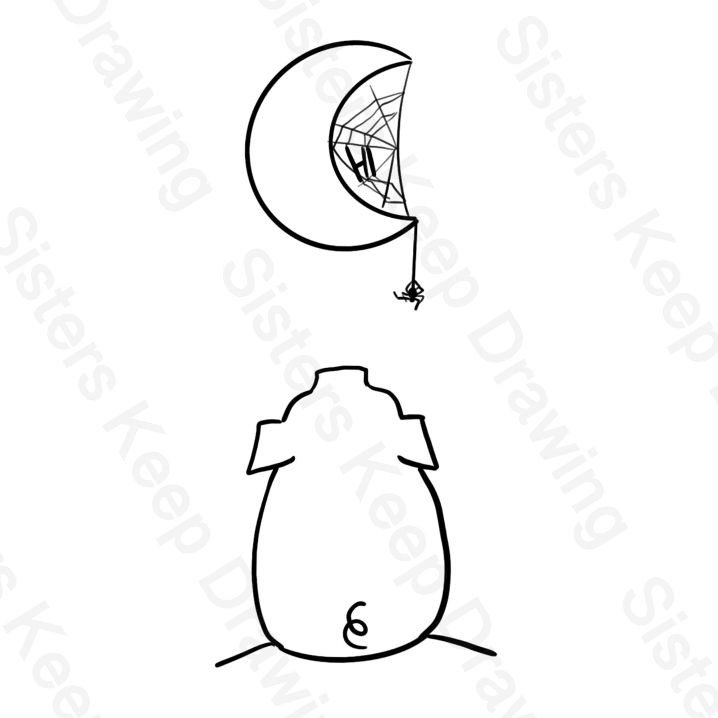 Wilbur Looking for Charlotte in the Moon- Tattoo Transparent Permission PNG