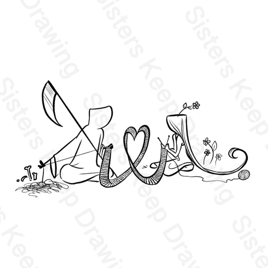 Grim and Life knit and unravel a scarf Tattoo Transparent PNG