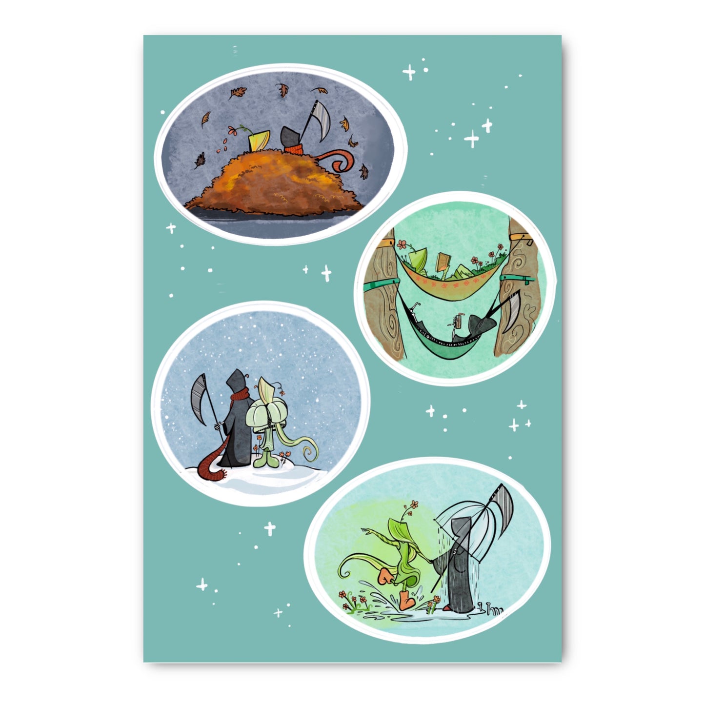 Grim Reaper and Life seasons activities -Sticker Sheet