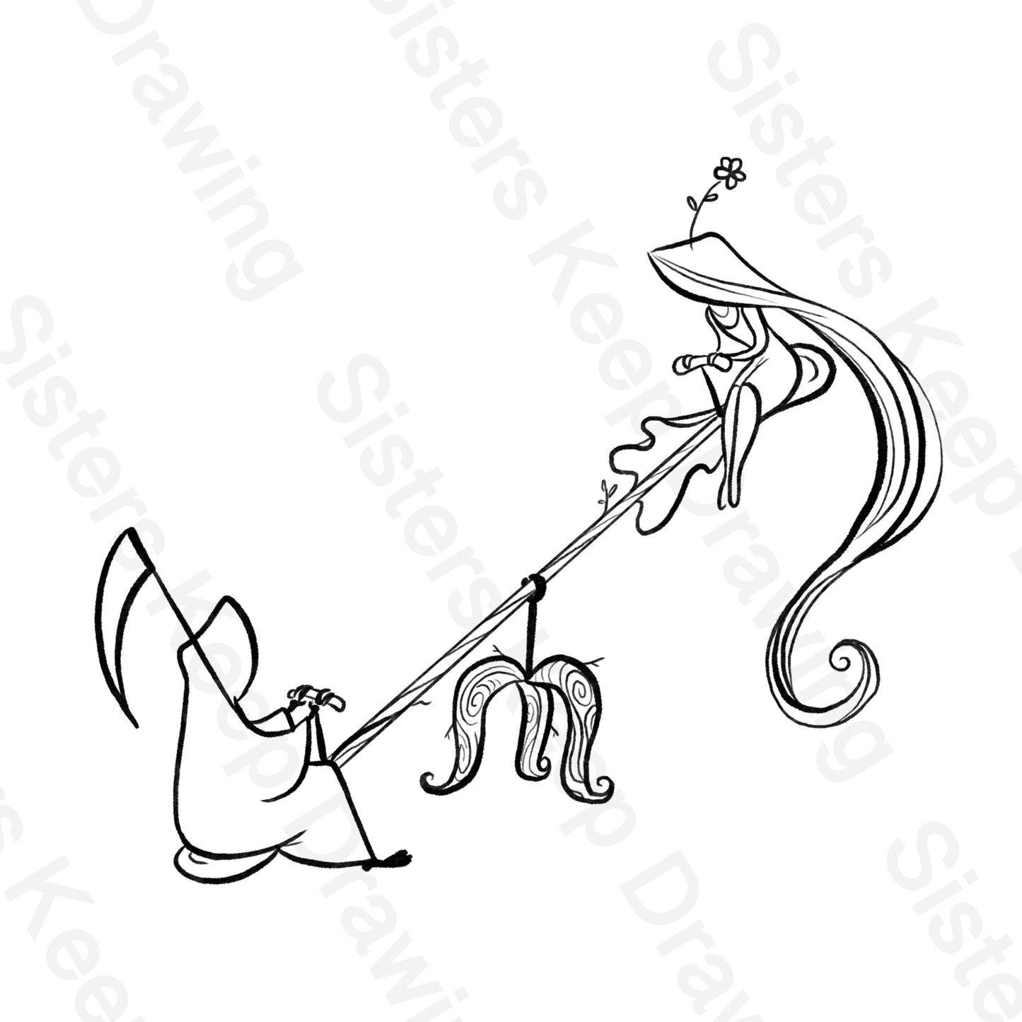 Grim Reaper and life Teeter Totter -Tattoo Transparent PNG