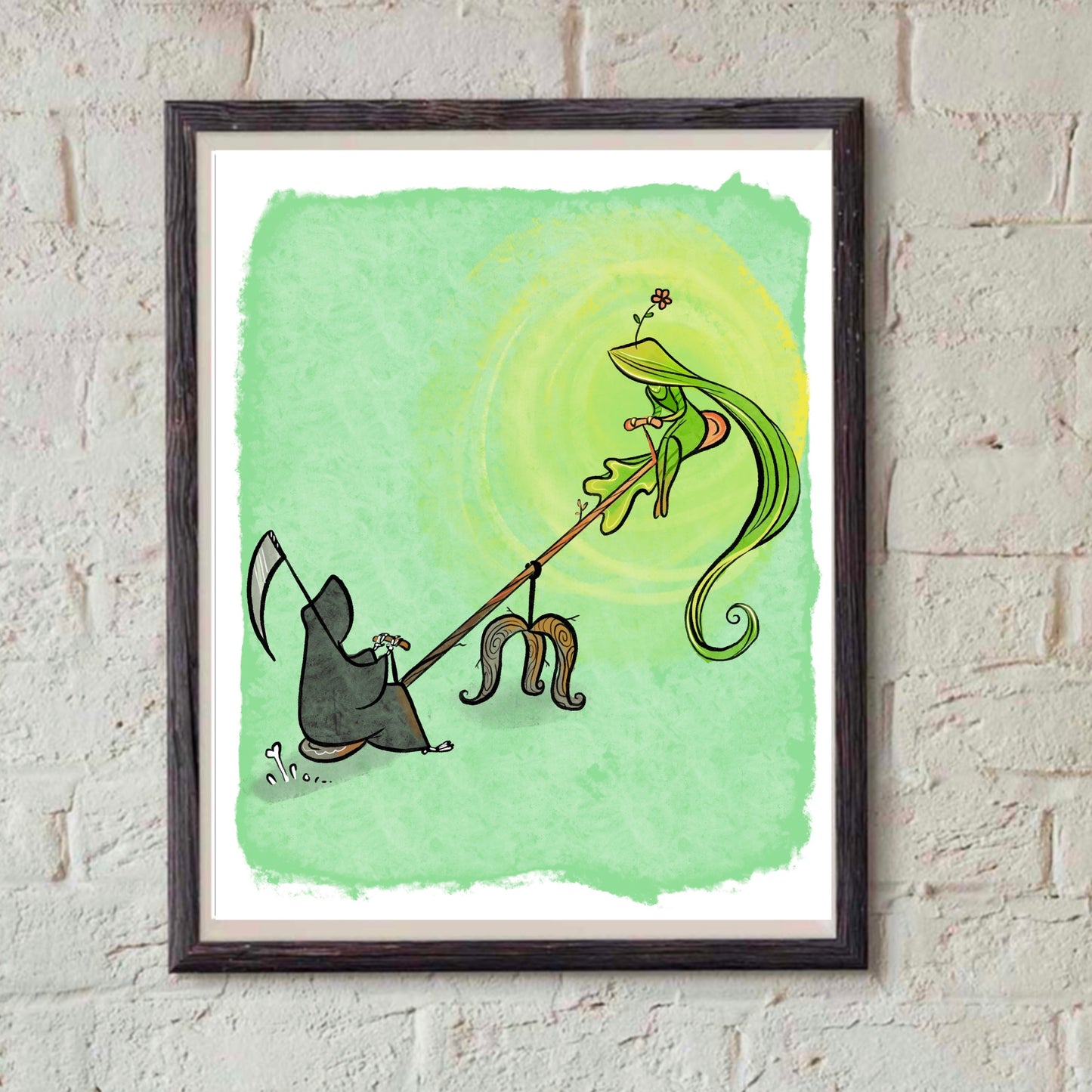 Grim Reaper and Life balance on seesaw -Print
