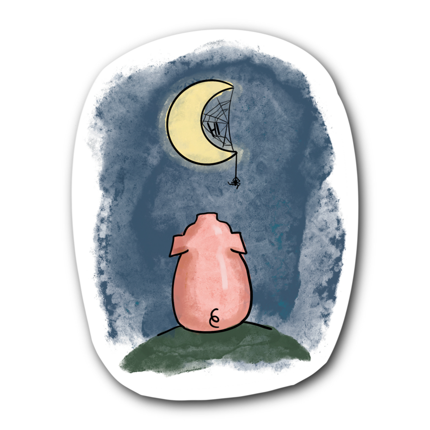 Wilbur Looking for Charlotte in the Moon - Bubble Free Sticker