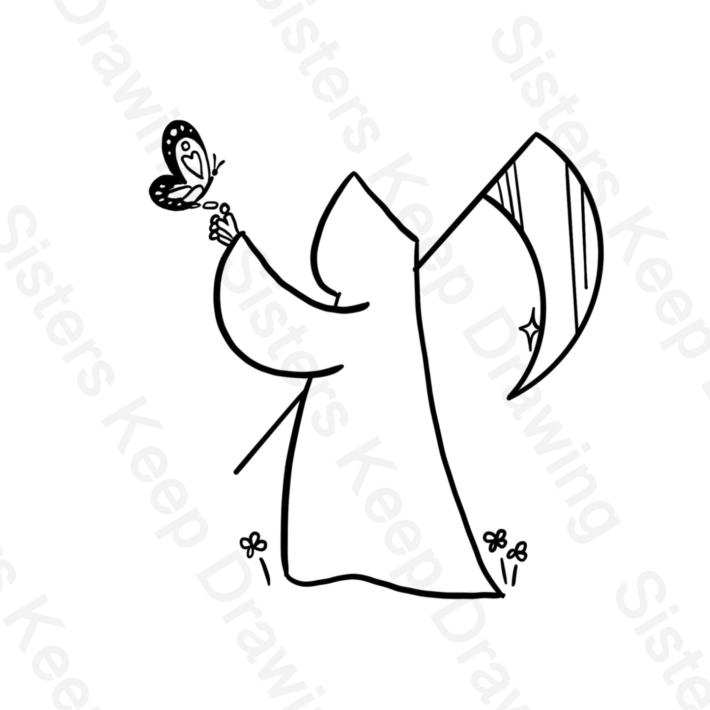 Grim Reaper with a Butterfly - Tattoo Transparent PNG