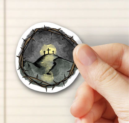 Crown of Thorns around the Cross - Bible Bubble free sticker