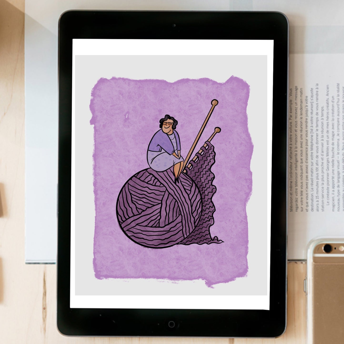 The Office Phillis on Yarn Ball - instant download digital printable artwork