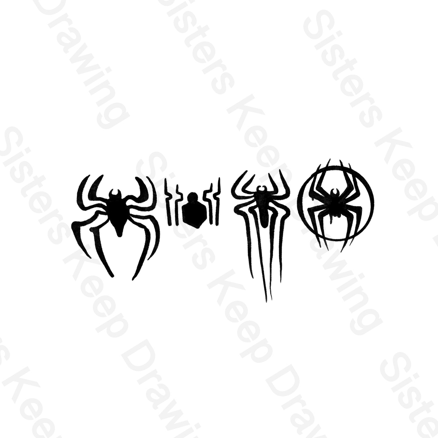 Four spider logos  Spider Tattoo Transparent PNG- instant download digital printable artwork