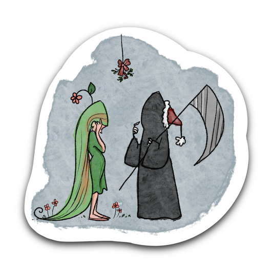 Grim Reaper Under the Mistletoe -  Bubble free sticker K15