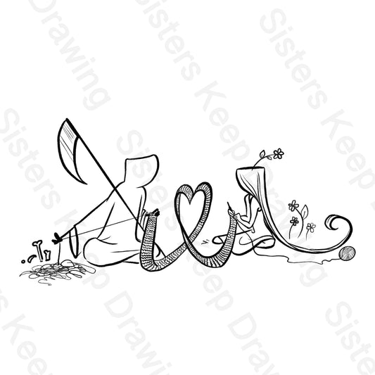 Grim and Life crochet and unravel a scarf  CUSTOM Tattoo Transparent PNG
