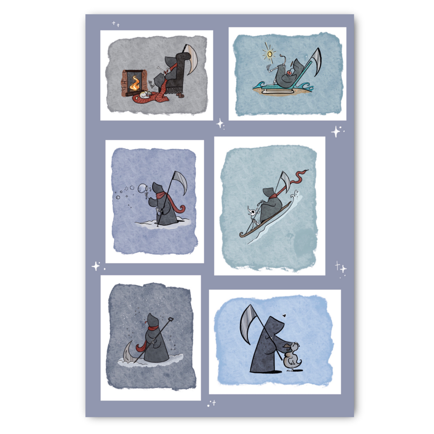 Grim Reaper mundane tasks assortment- Sticker Sheet