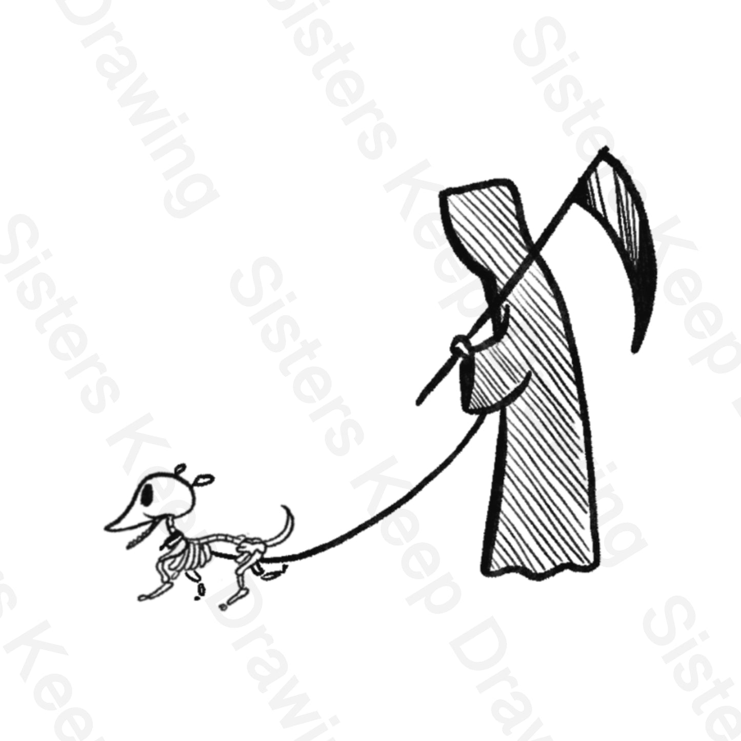 Grim Reaper Walking His Dog- Tattoo Transparent PNG