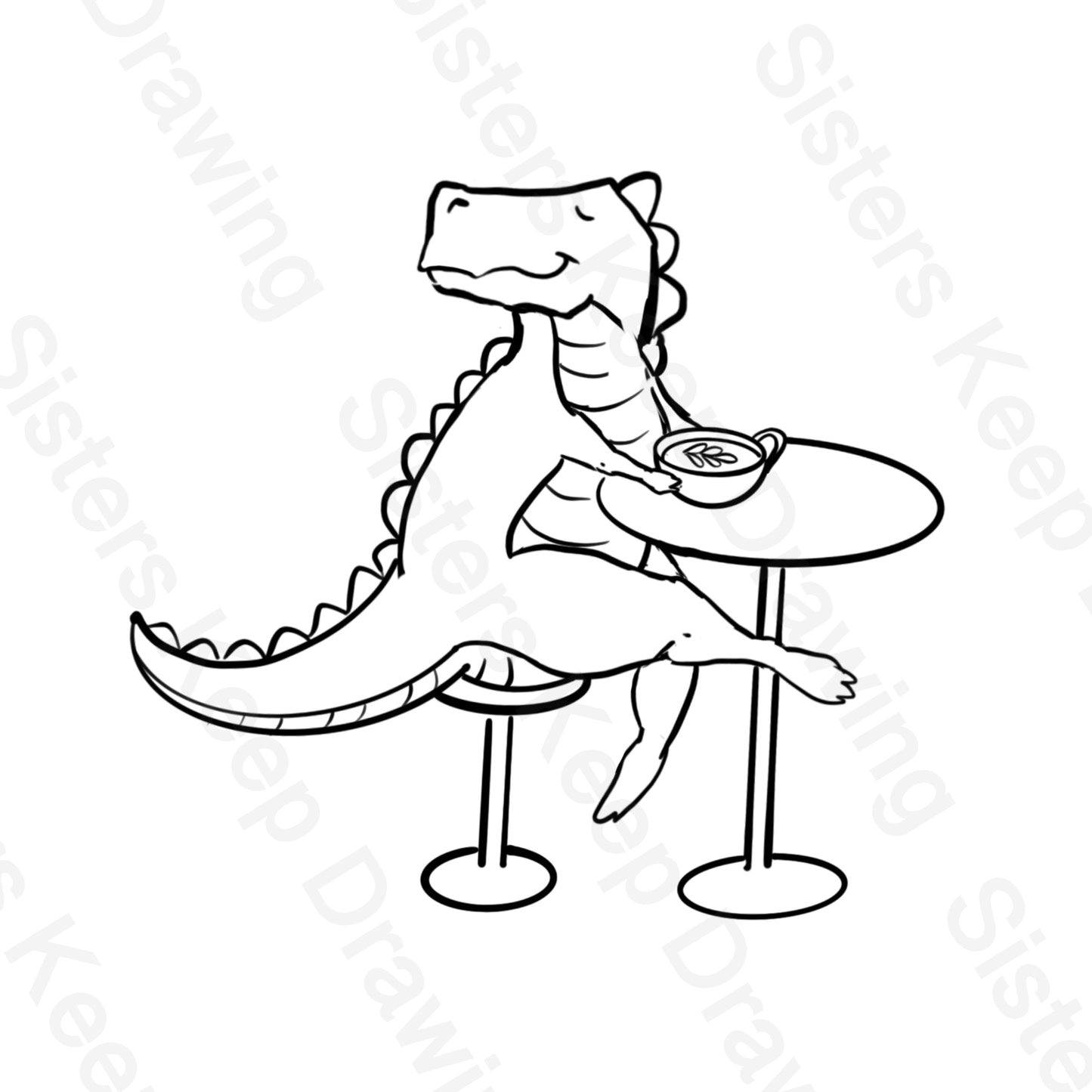 Dino at a Coffee Shop - Tattoo Transparent Permission PNG