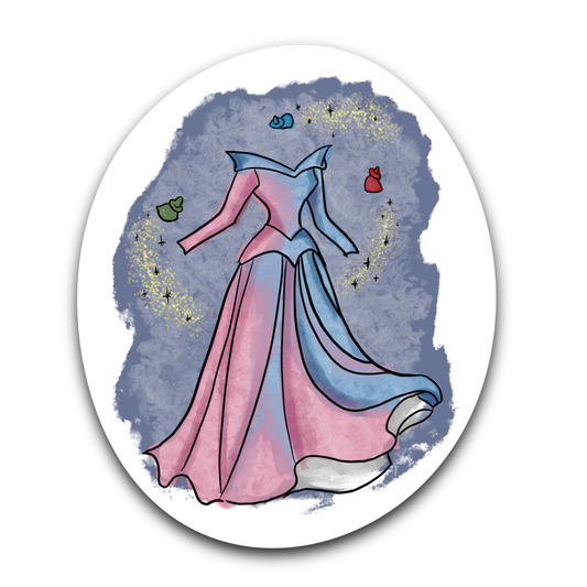 Aurora's Dress with Fairies - Inspired Bubble free sticker L16