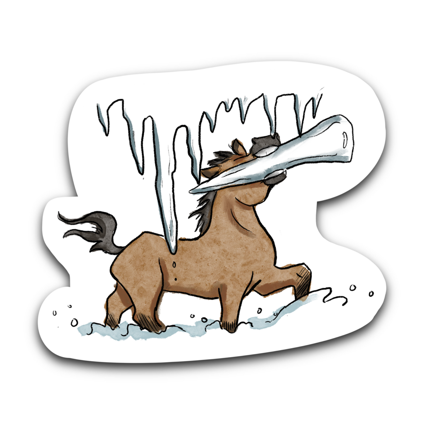 Foal with Icicle- Bubble free sticker B6
