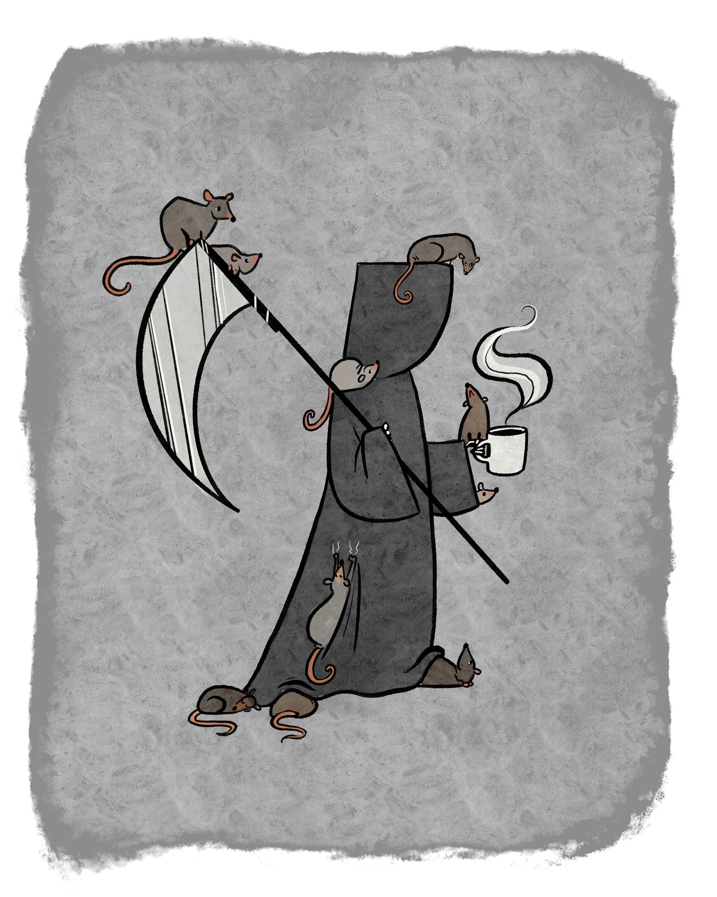 Grim Reaper with rats  -Print